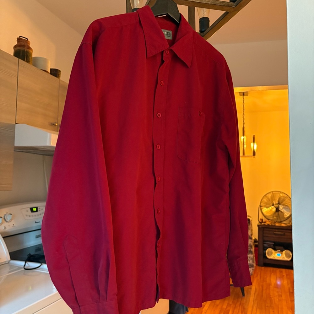 vibrant red shirt